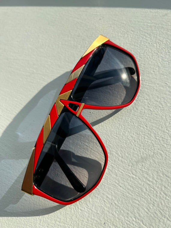 1980s Alpina sunglasses with red & gold stripes - image 4