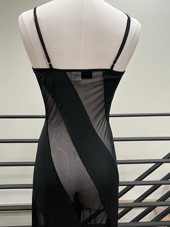 1980s black striped sheer dress - image 4