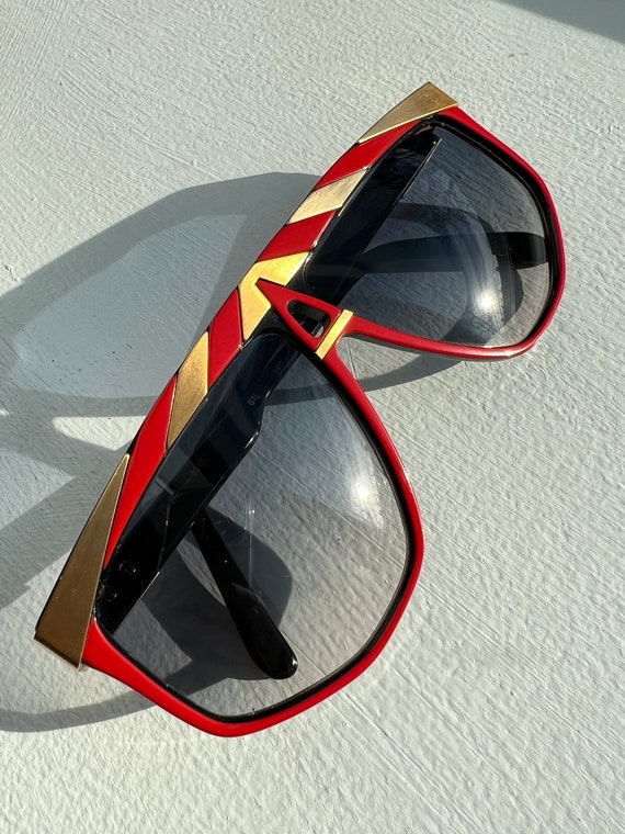 1980s Alpina sunglasses with red & gold stripes - image 5