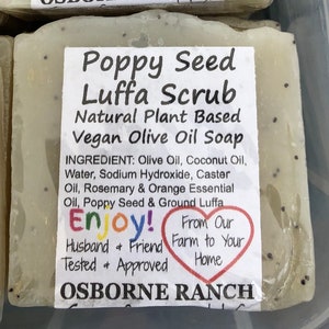 EXFOLIATING SOAPS, LUFFA Soap, Poppy Seed Soap, Natural Exfoliating Soap, Essential Oil Soap
