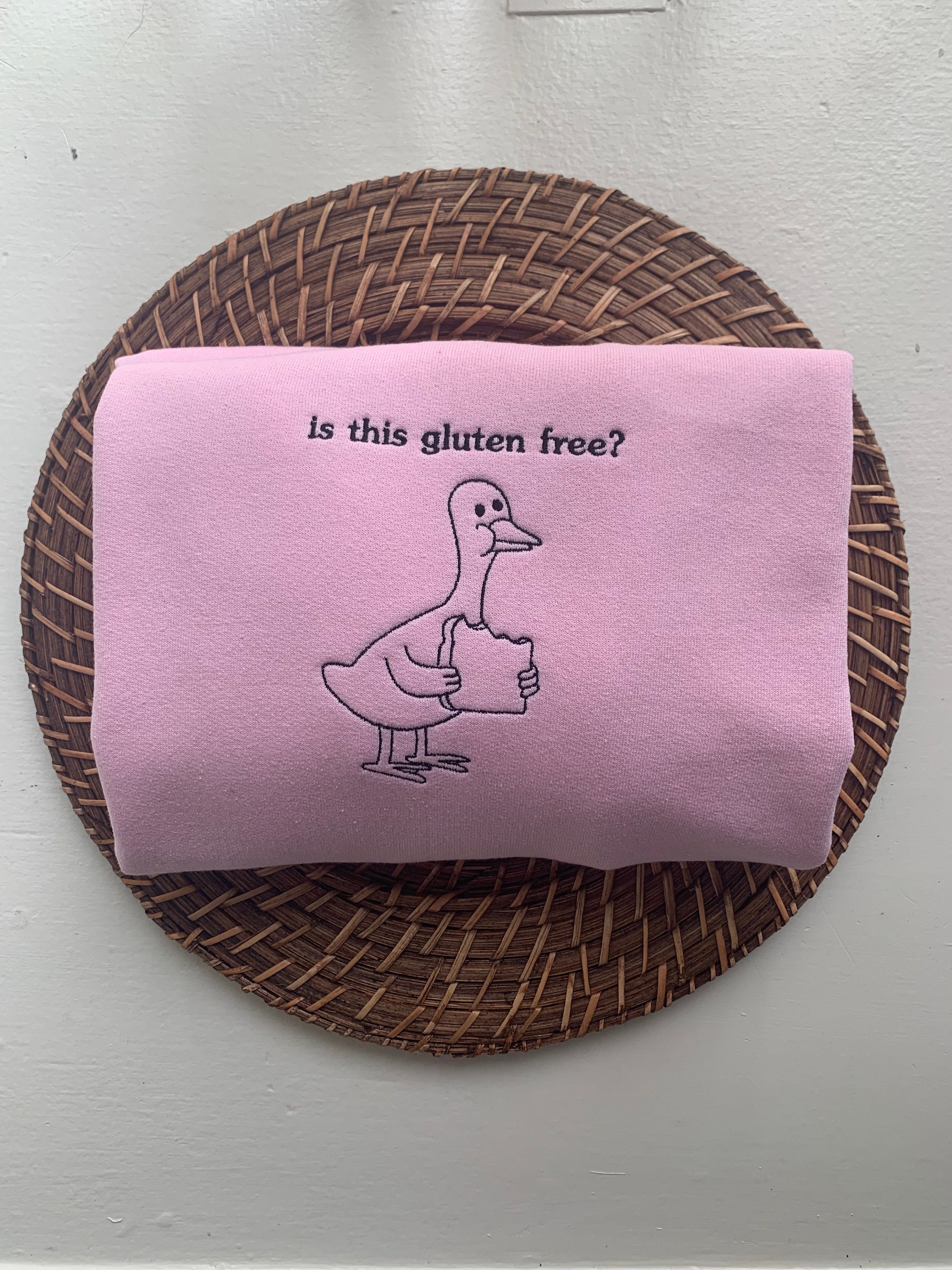 Is This Gluten Free? Duck Embroidered Sweatshirt Gildan