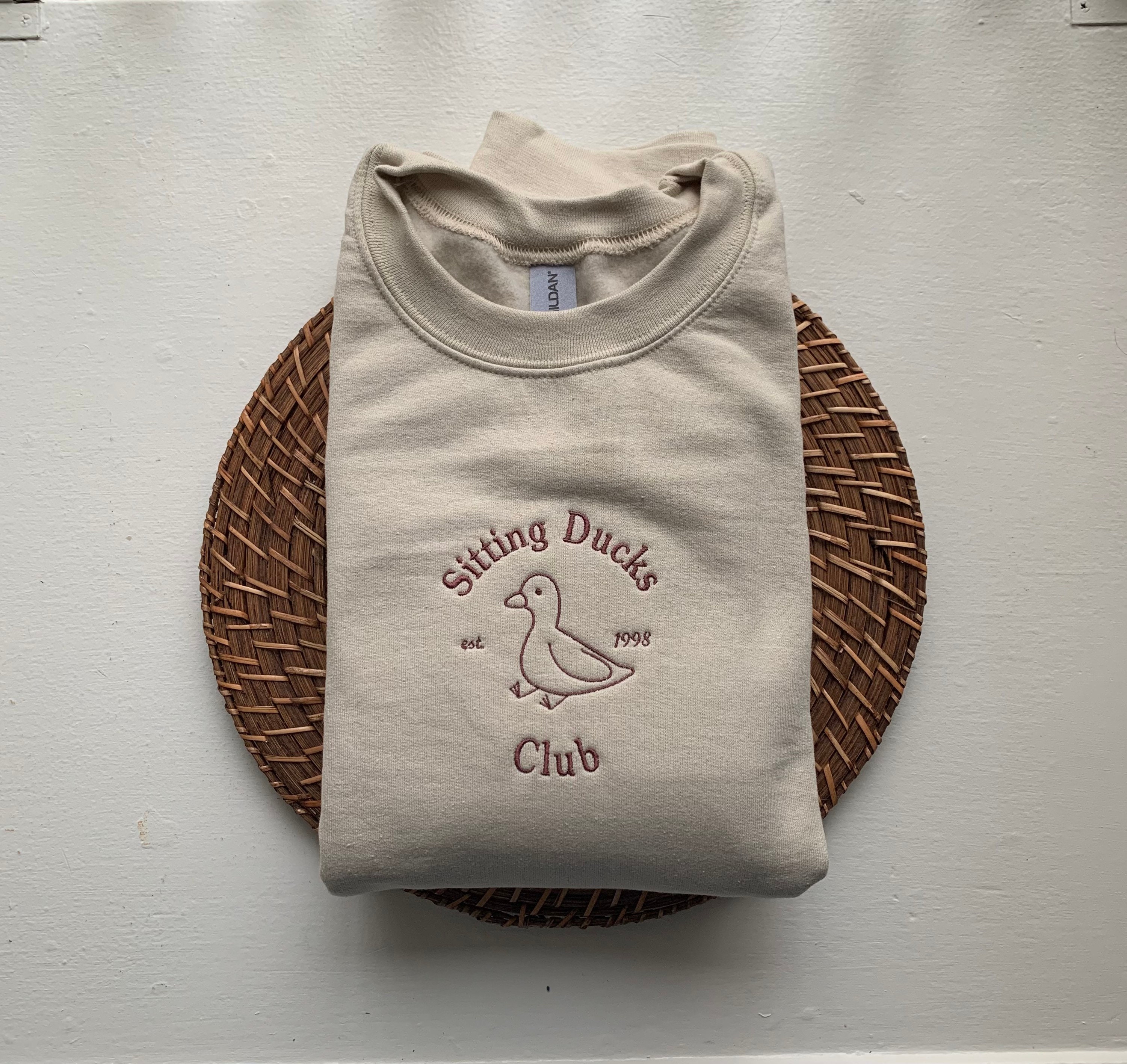 Sitting Ducks Club Duck Embroidered Sweatshirt Kawaii Duck Etsy