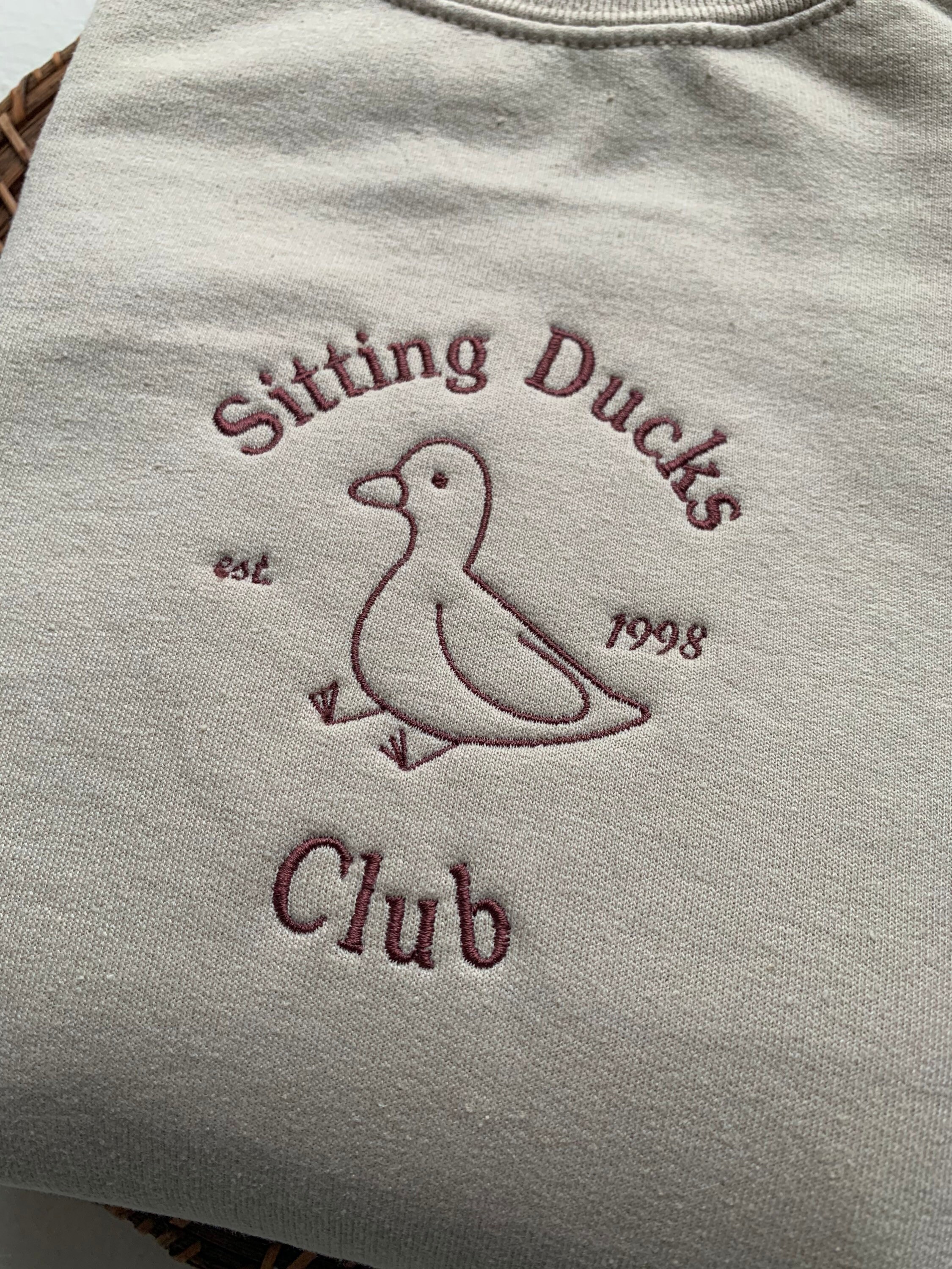 Sitting Ducks Club Duck Embroidered Sweatshirt Kawaii Duck Etsy