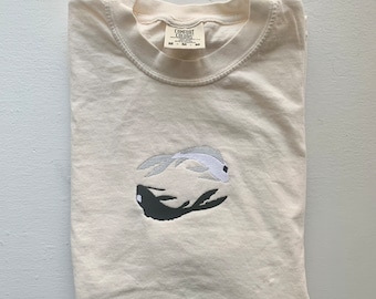 Embroidered Koi Fish T-Shirt | Yin Yang Design