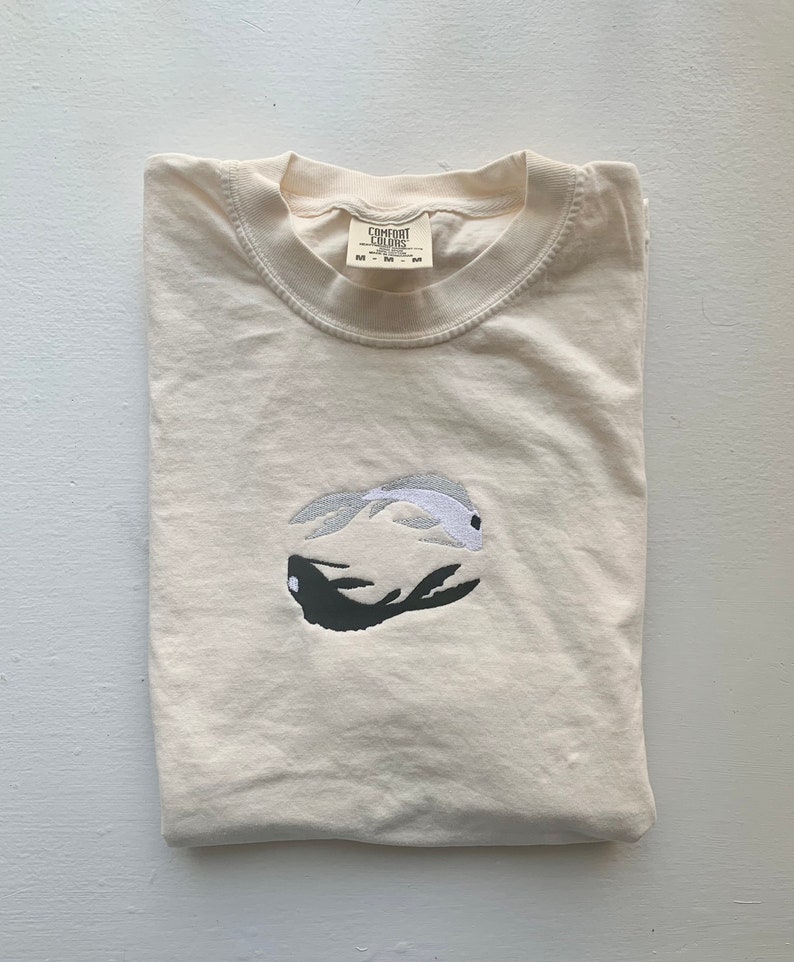 Embroidered Koi Fish T-Shirt | Yin Yang Design