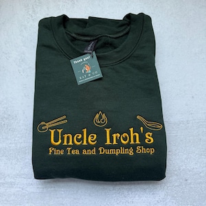 Uncle Irohs Fine Tea and Dumpling Shop Embroidered Crewneck | Minimalist Tea Shop | Anime Sweatshirt