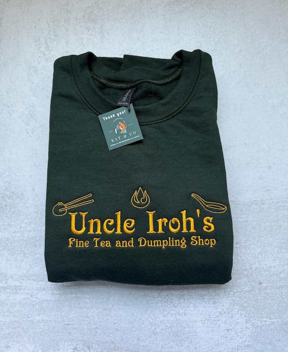 Uncle Iroh's Tea Shop Embroidered Crewneck: Minimalist Anime Sweatshirt
