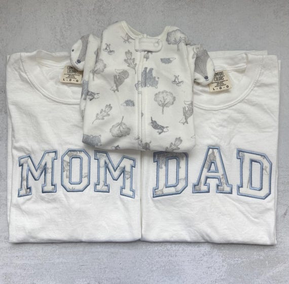 Personalized Baby Blanket Appliqué T-Shirt: Custom Embroidered Mom or Dad  Gift