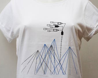 T-shirt with handprinted silk-screen print - Size M