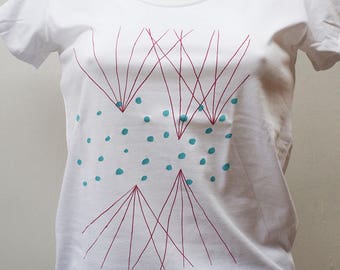 T-shirt with handprinted silk-screen print - Size M