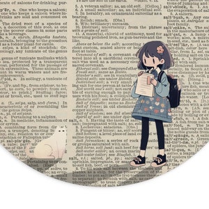 Study Girl and Cat Mouse Pad, Kawaii School, Office, College Accessories
