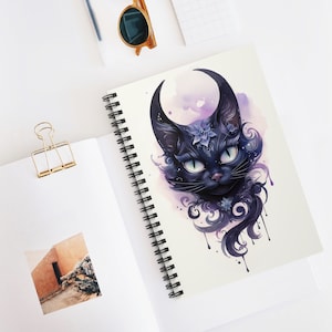 Luna Cat Spiral Notepad  - Ruled Line, Sailor Moon Kawaii, Gift for Anime Fan