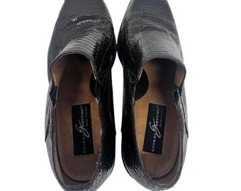 Giorgio Brutini Exotic Black Snake Skin Dress Shoes Loafers 