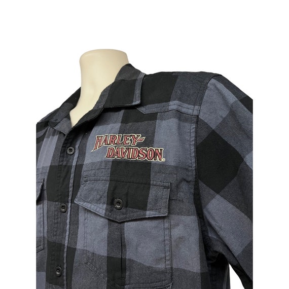 Harley Davidson Mechanic Garage Plaid Gray Black … - image 5