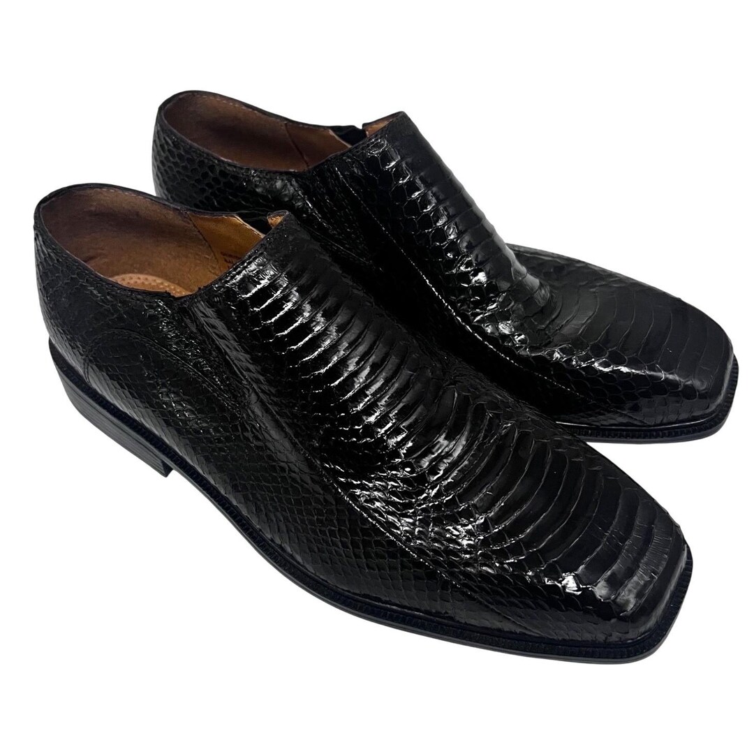 Giorgio Brutini Exotic Black Snake Skin Dress Shoes Loafers  display picture 2