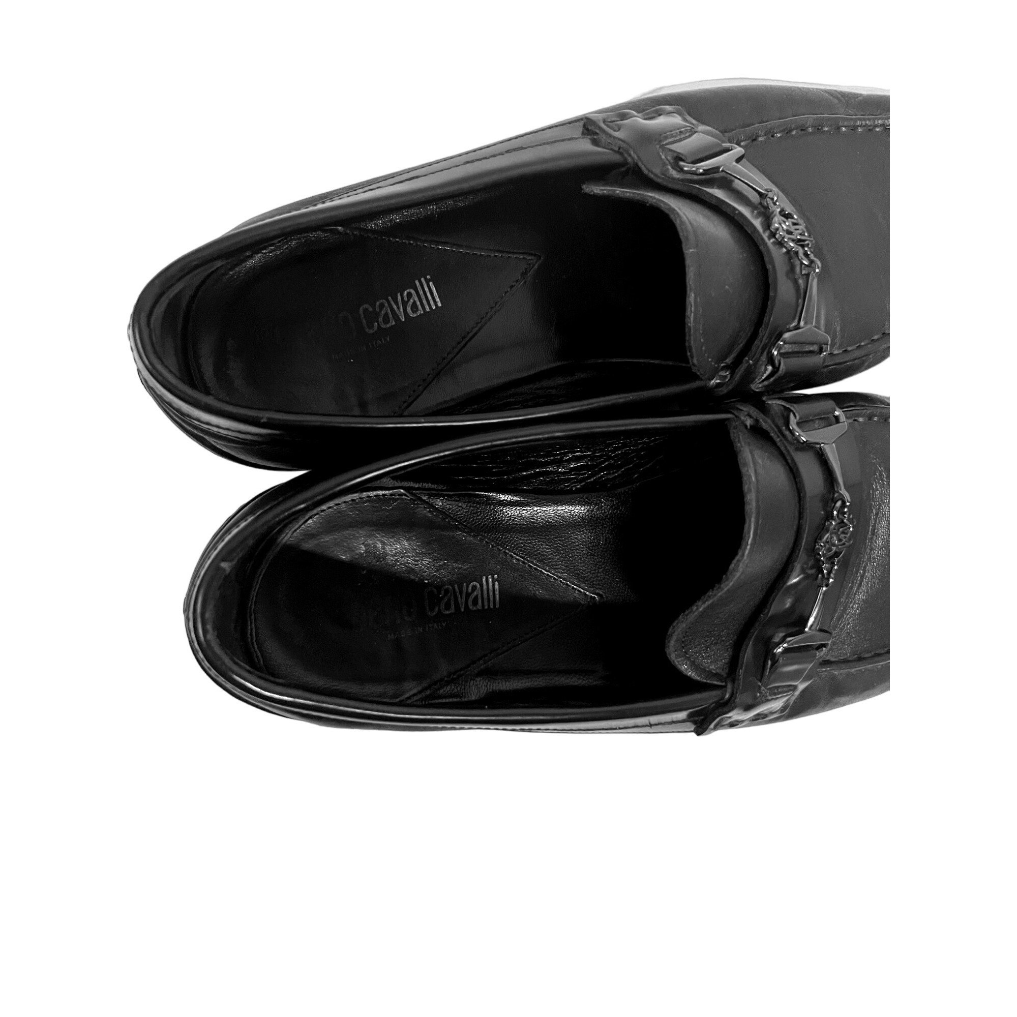 Roberto Cavalli Men Black Italian Leather Horse Bit Loafers Driving Shoes US 9.5 Roberto Cavalli Horse bit Logo Suede Leather | Mercari main image 4