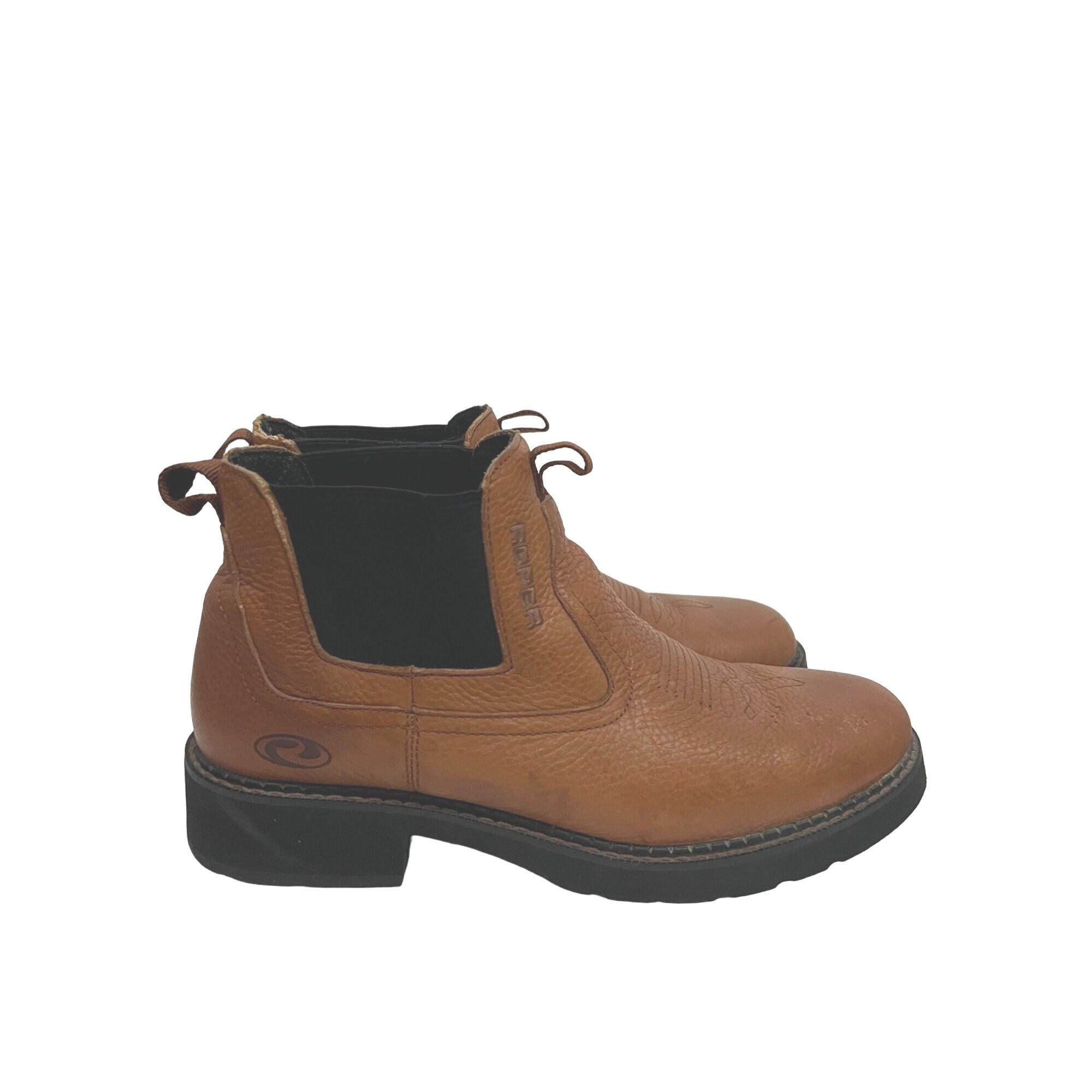 Roper Lucas Mens Brown Leather Ankle Boots US 10.5 Pull on 