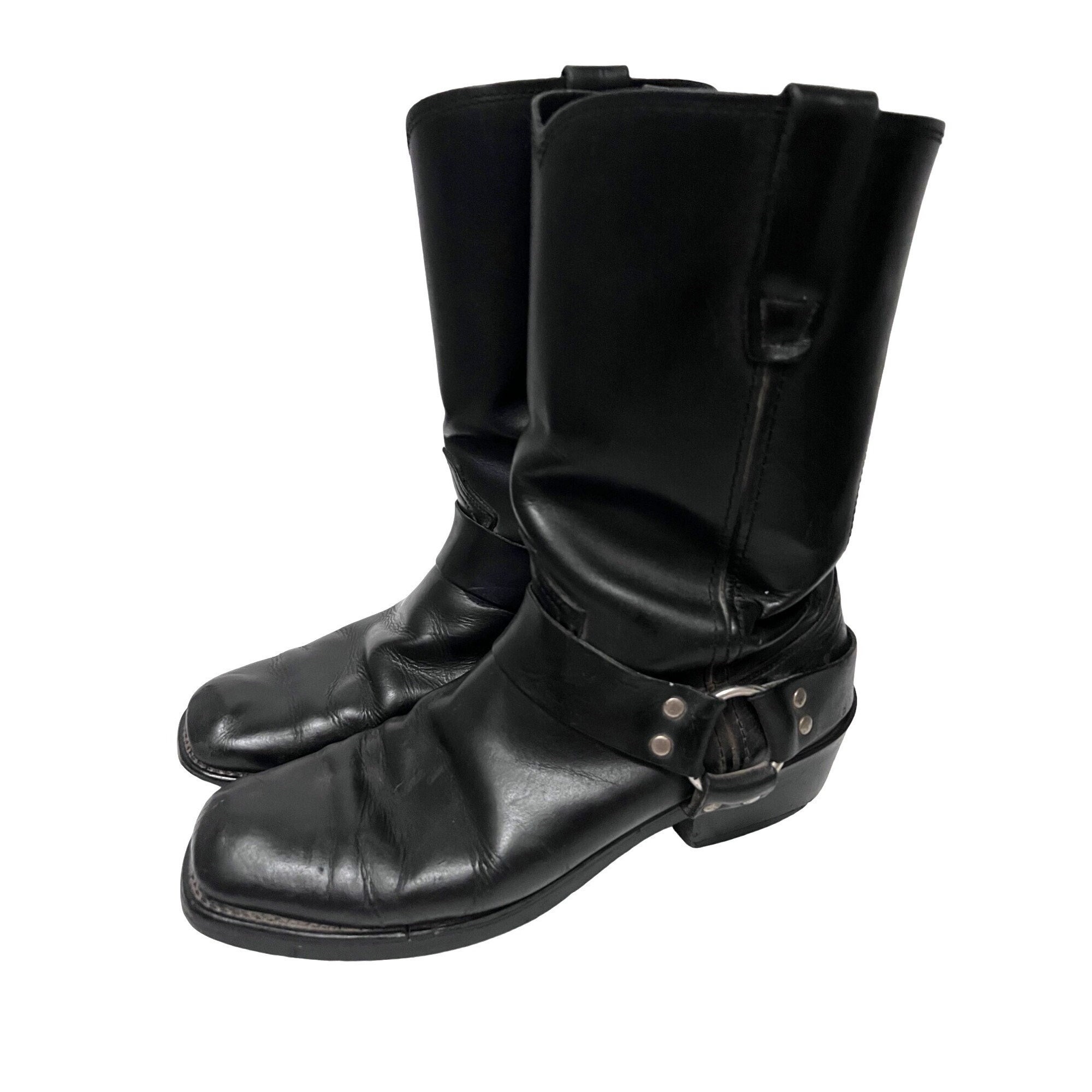 Durango Mens Black Leather Harness Engineer Biker Boots US 