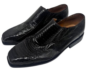 Giorgio Brutini Exotic Black Snake Skin Dress Shoes Loafers  display picture 3