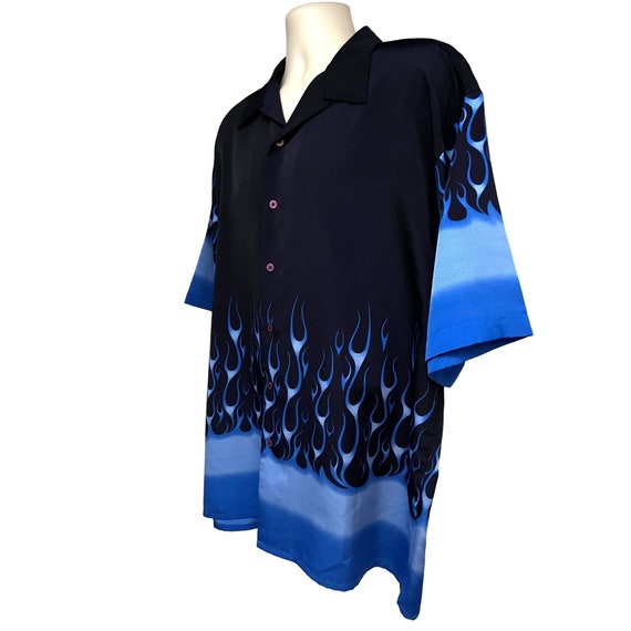 Moon Vintage Rockabilly Blue Double Graphic Flame… - image 3