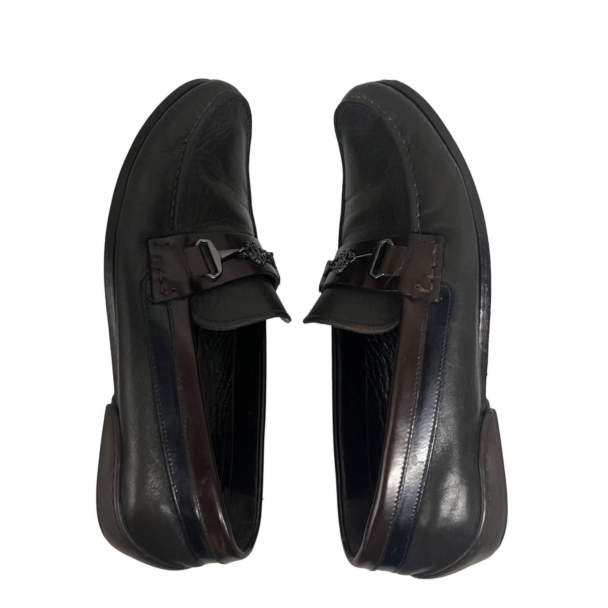 Roberto Cavalli Black Italian Leather Horse Bit Loafers  display picture 1