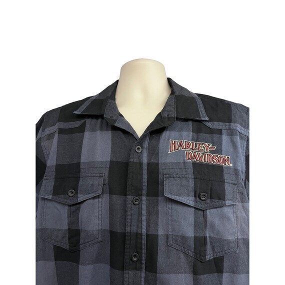 Harley Davidson Mechanic Garage Plaid Gray Black … - image 4