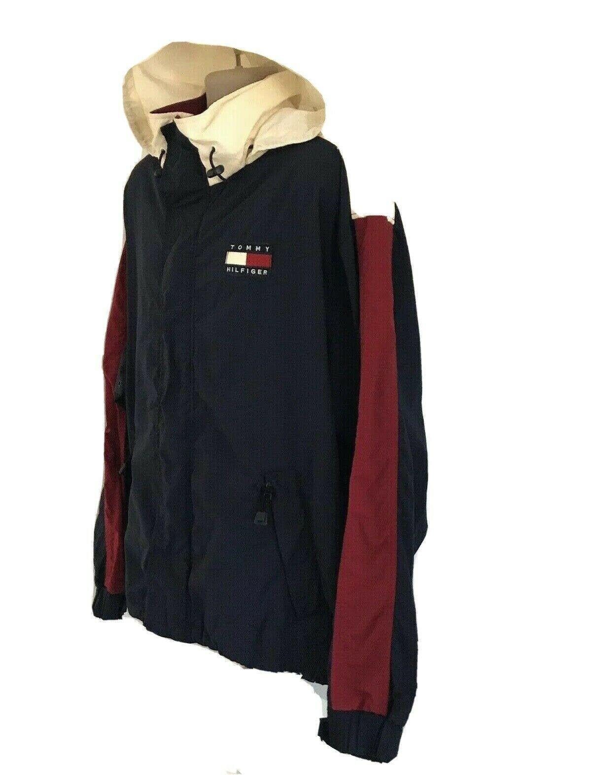 Tommy Hilfiger Vintage Colorblock Hooded Sailing Jacket Coat XL Logo Flag