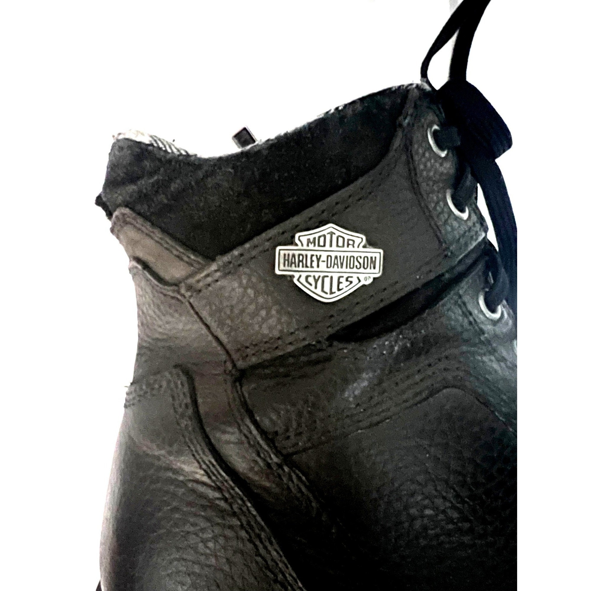 Harley Davidson Mens Stealth Black Leather Motorcycle Biker Boots Plaid Lined 13 Harley Davidson Mens Black Leather Stealth Motorcycle Biker  main image 4