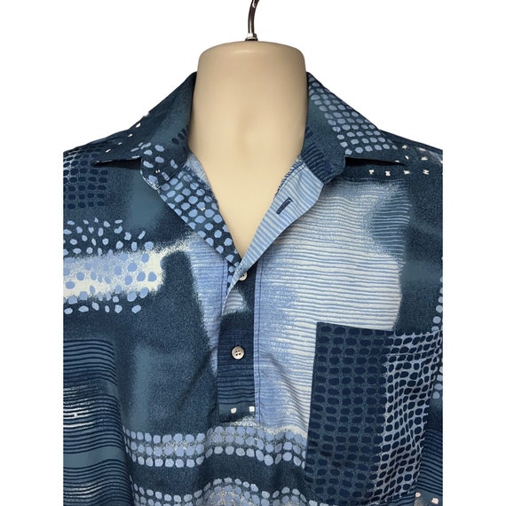 D'Accord Mens Vintage 70's Blue Disco Pullover Sh… - image 5