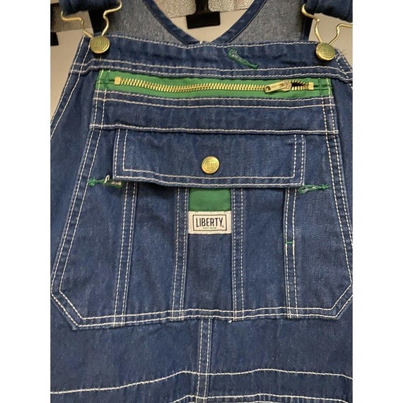 Liberty Vintage Blue Denim Bib Work Carpenter Ove… - image 5