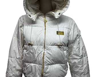 Baby Phat White Down Puffer Zip Hood Vintage Y2K Womens Jacket Coat Medium Streetwear