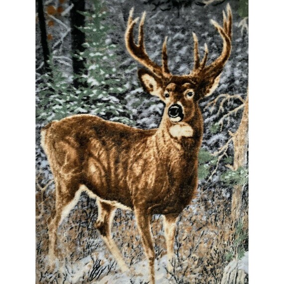 Northwest Vintage Deer Buck Animal Print Reversible Throw Plush Blanket 63x50 Etsy Canada