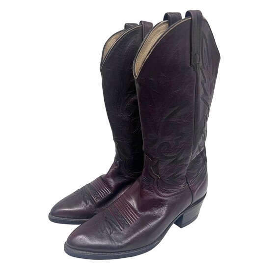Dan Post Mens Tall Burgundy Leather Cowboy Western Boots US  display picture 1