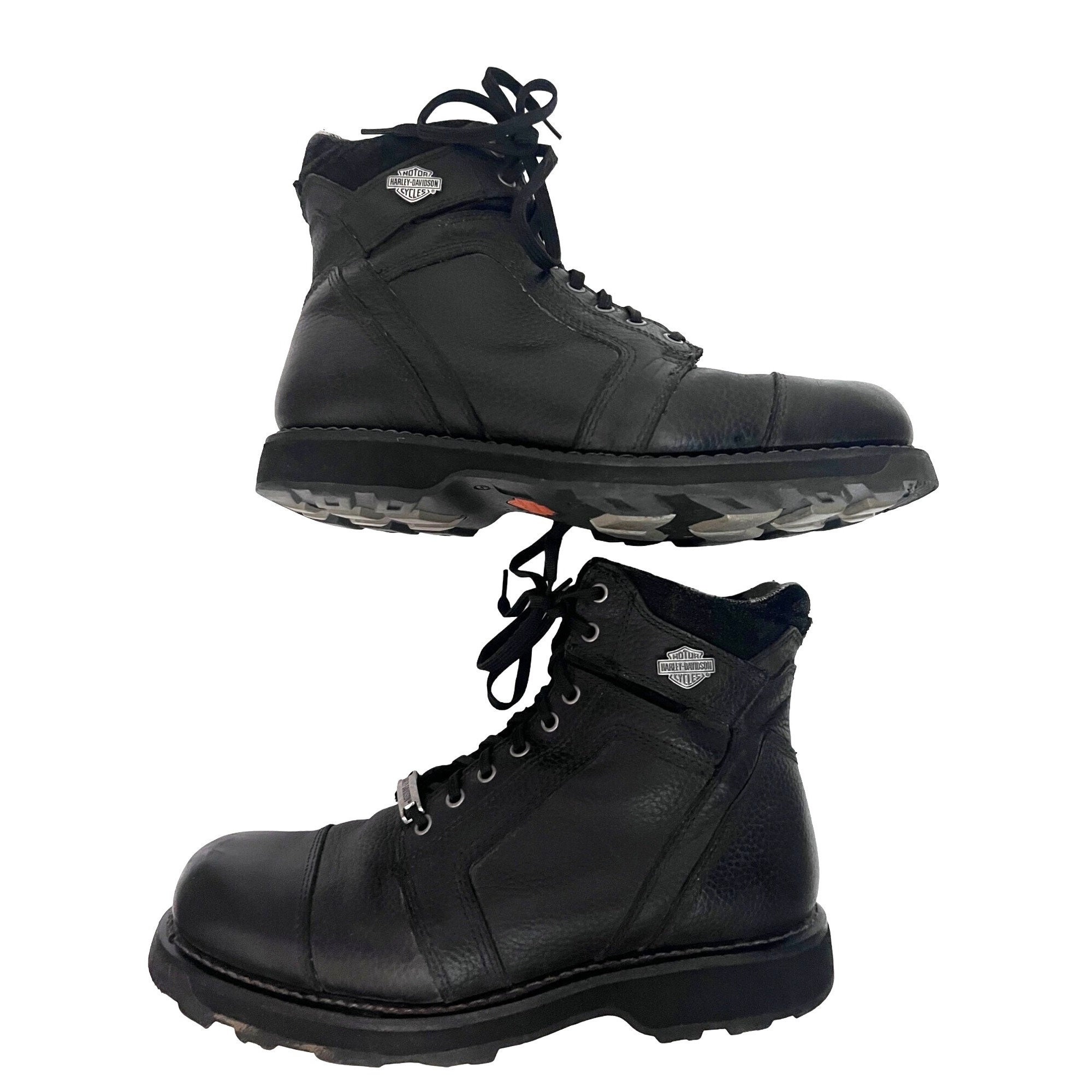 Harley Davidson Mens Stealth Black Leather Motorcycle Biker Boots Plaid Lined 13 Harley Davidson Mens Black Leather Stealth Motorcycle Biker  main image 2