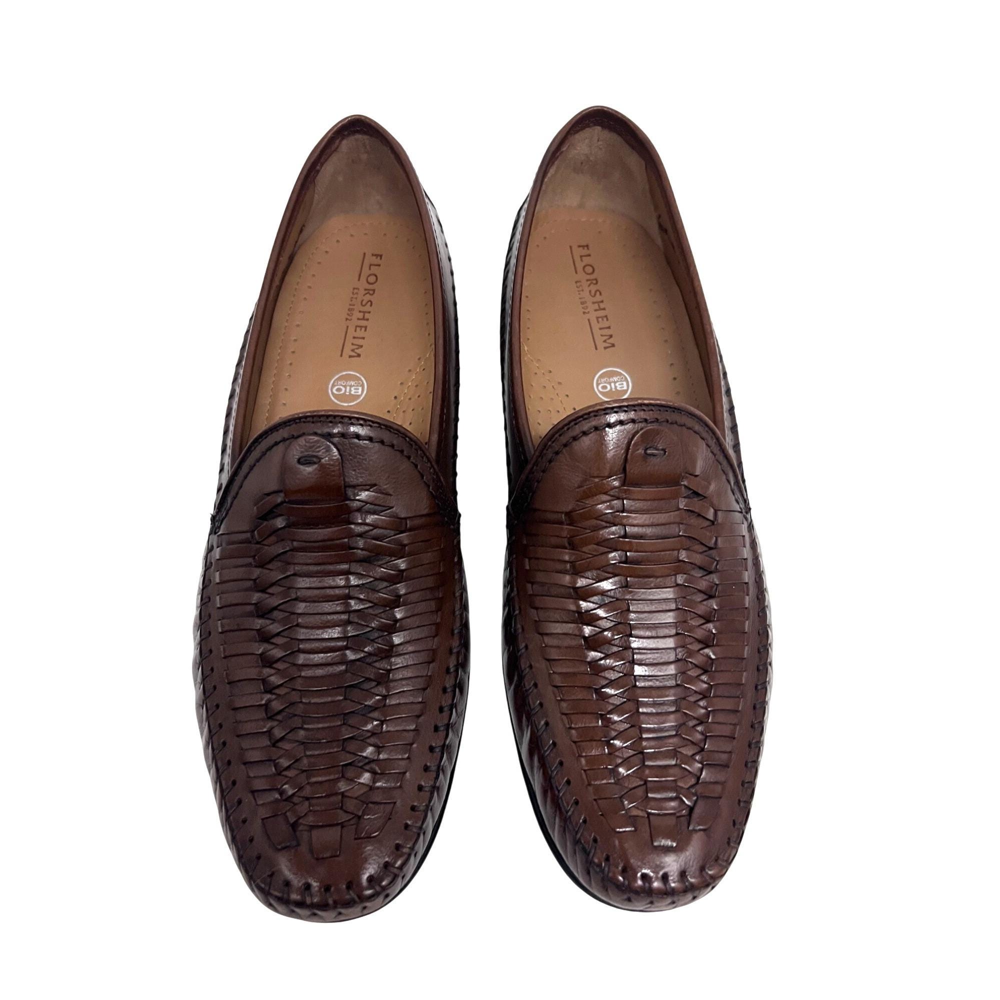 Florsheim Brown Leather Basket Weave Vintage Penny Loafers  display picture 3