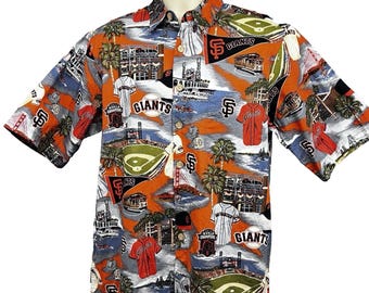 Reyn Spooner MLB SF San Francisco Giants Hawaiian Button Up Shirt Medium Pocket Hawaii