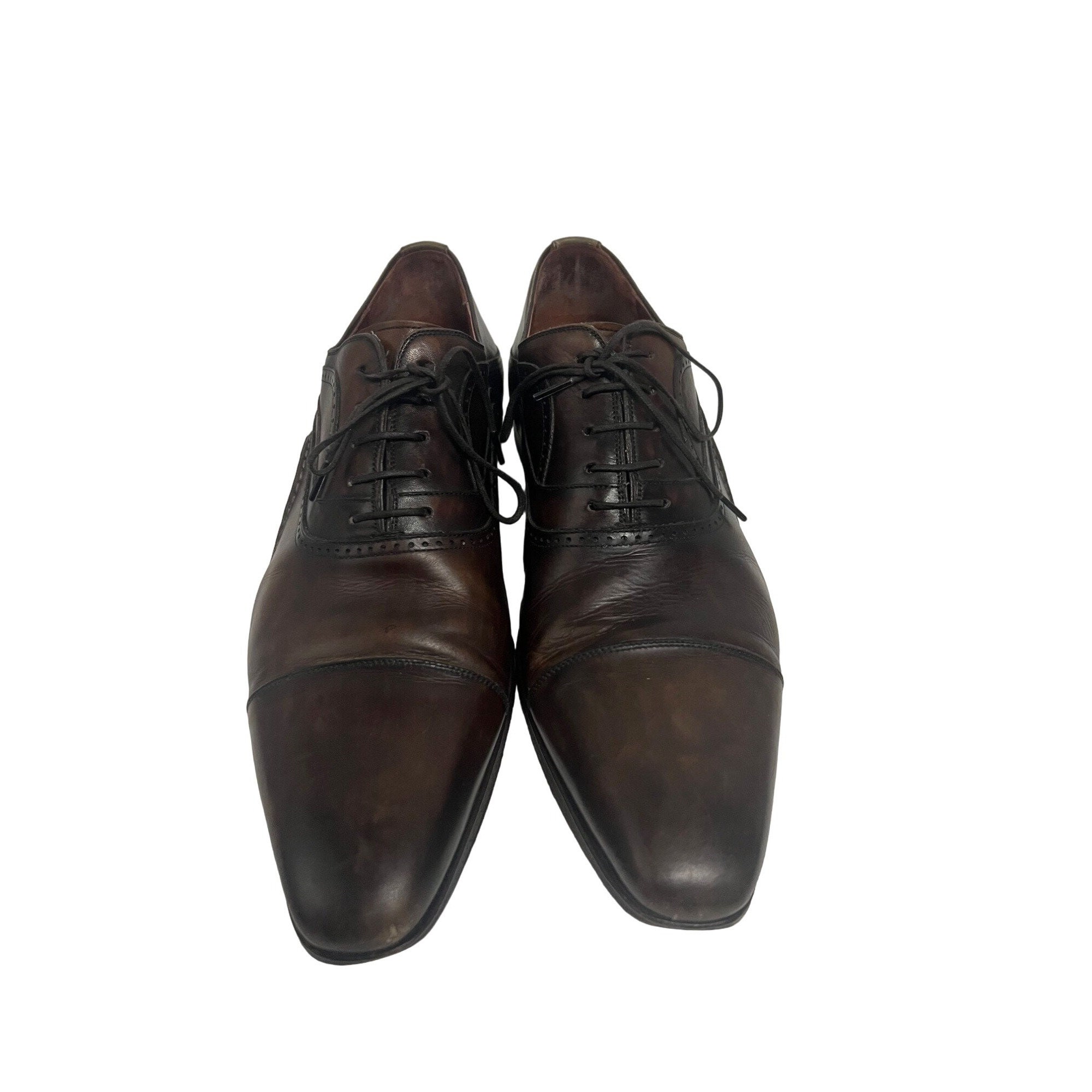Magnanni Mens Brown Leather Brogue Cap Toe Lace Up Oxfords Size US 13 M Mick Men main image 2
