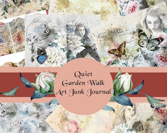 Downloadable Quiet Garden Walk Art Junk Journal Kit