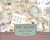 Digital Christmas Junk Journal Kit, Christmas Memories, Pink Christmas, Journal with Ephemera