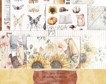 Printable Autumn Memories Journal, junk journal, Digital Download, writing journal, Fall Journal, Thanksgiving Journal