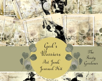 Downloadable Warriors of God Art Junk Journal Kit. Put on the full armor of God. Companion to Women of Prayer Prayer Journal