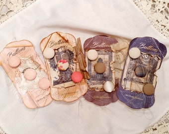 Grungy fabric buttons for junk journals, ephemera buttons