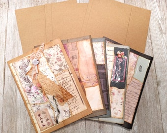 Junk Journal Happy Mail Cards, Set of five cards, Happy Mail, Gift Cards