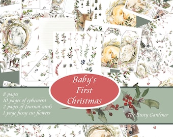 Printable Baby's first Christmas junk journal digital kit