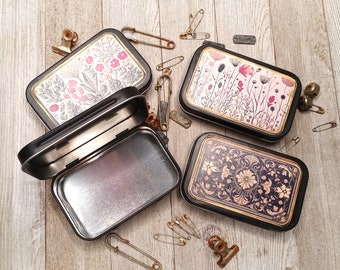 Ephemera tins, set of four,  junk journal tins, Tracie Fox junk journal tins, Altoid Tin