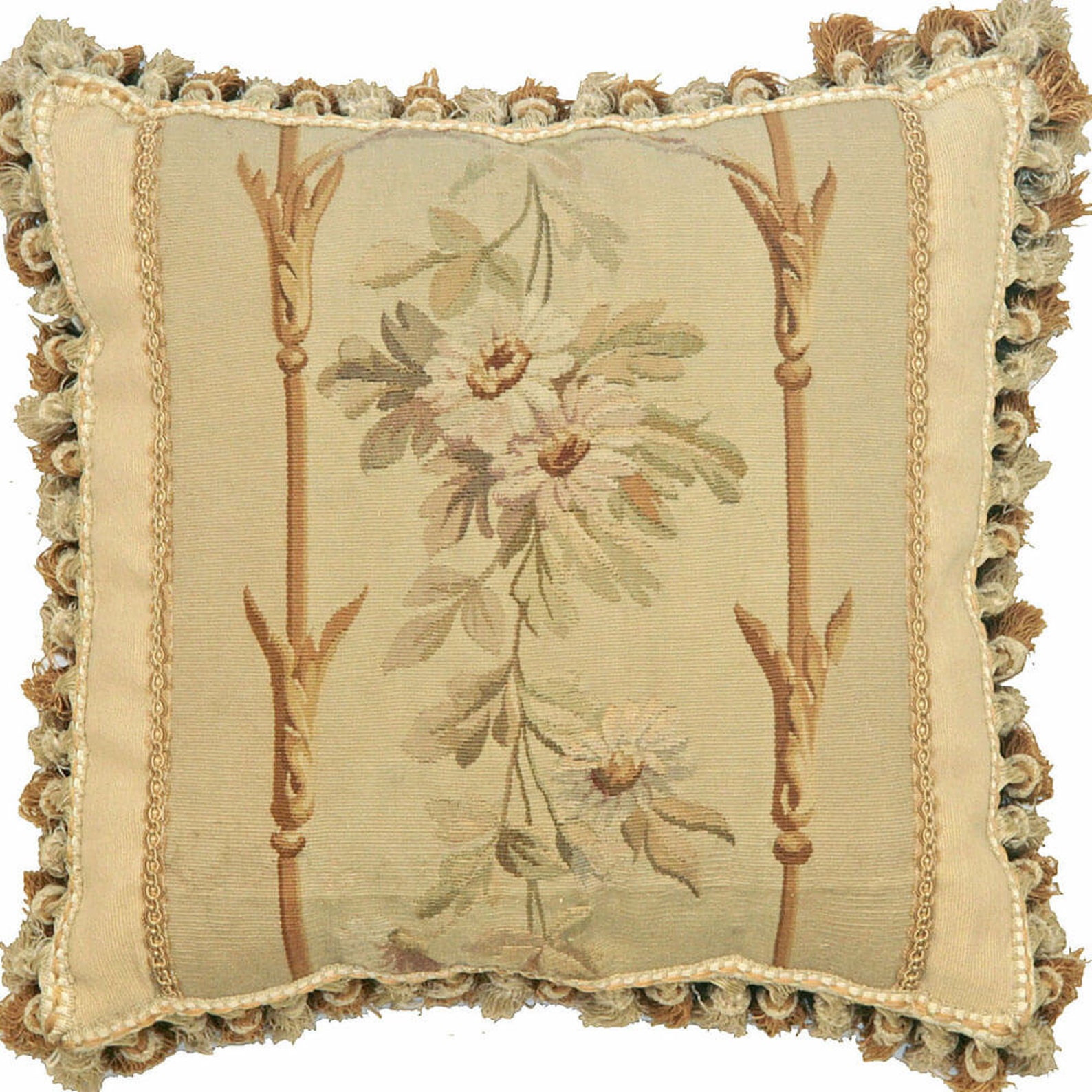 Antique French Aubusson Pillow 17 X 17 Etsy