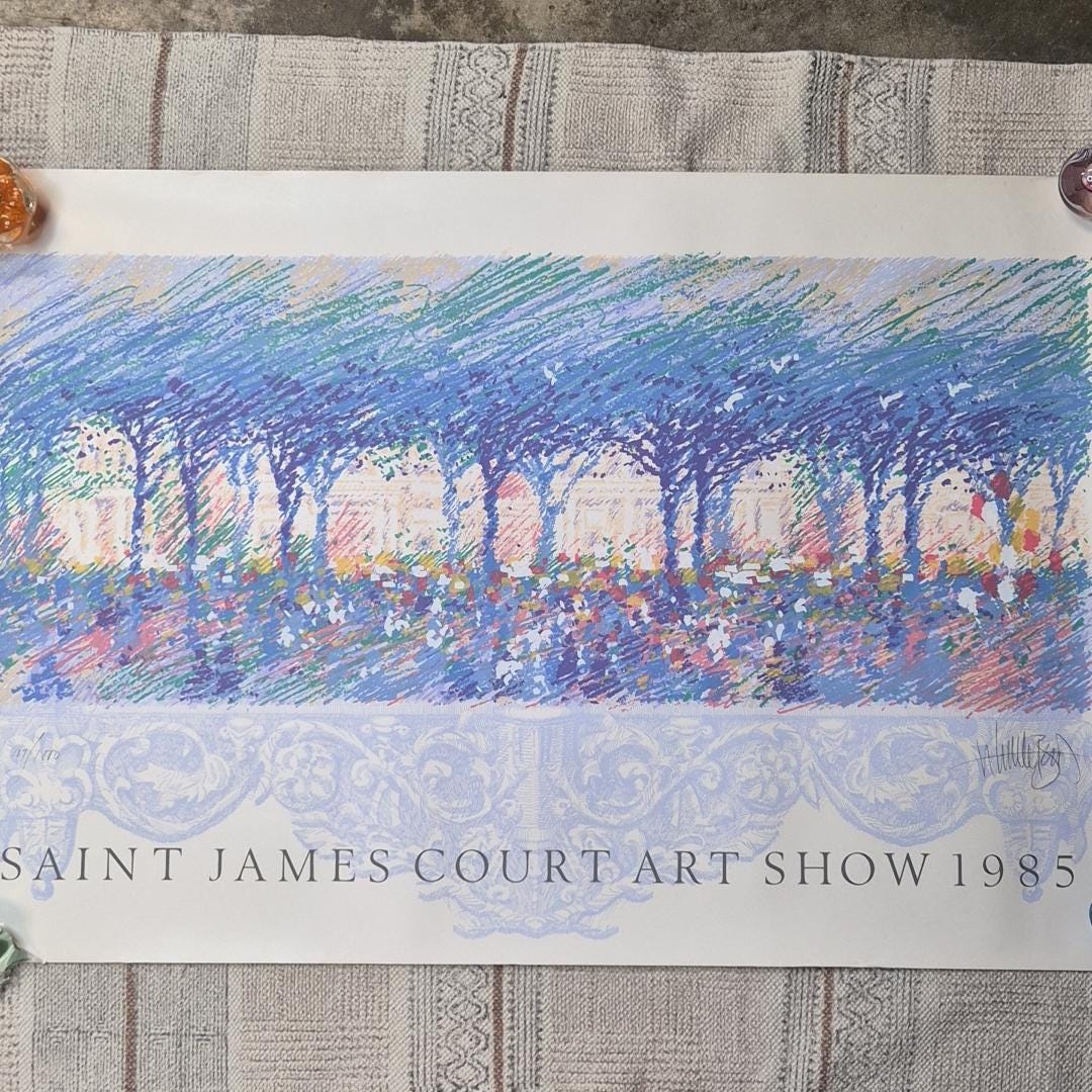 VTG 80s Print St James Court Art Show Litho Print Artist Signed