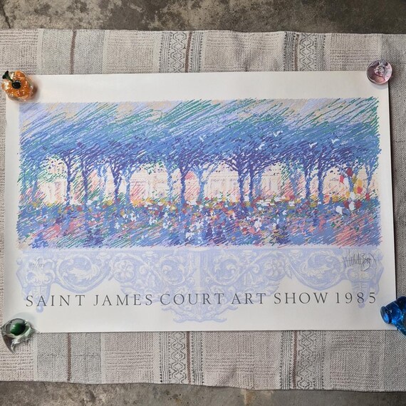 VTG 80s Print St James Court Art Show Litho Print Artist Signed