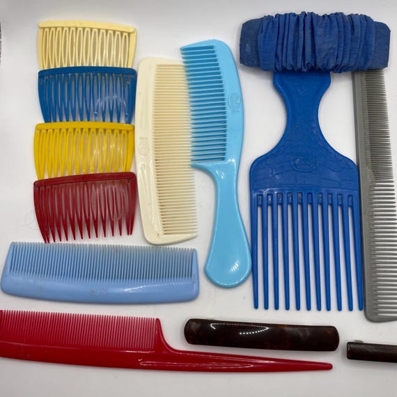 Goody USA Vintage Hair Combs Lot Of 3 Red Blue Yellow 3\