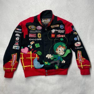 希少！　90s JH DESIGN Lucky Charms レーサージャケット VTG NASCAR Chase Lucky Charms #43 Racing Jacket Sz S Pockets Car